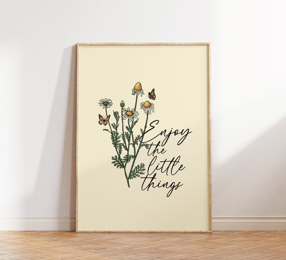 Enjoy The Little Things Wildflower Script Botanical Quote Poster - Image 3