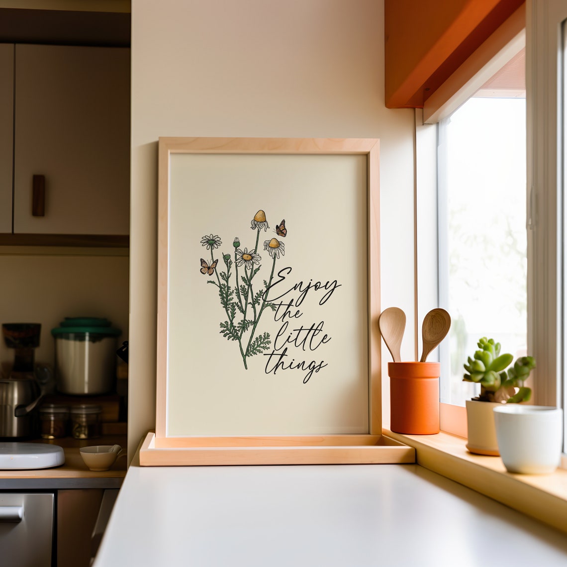 Enjoy The Little Things Wildflower Script Botanical Quote Poster - Image 4