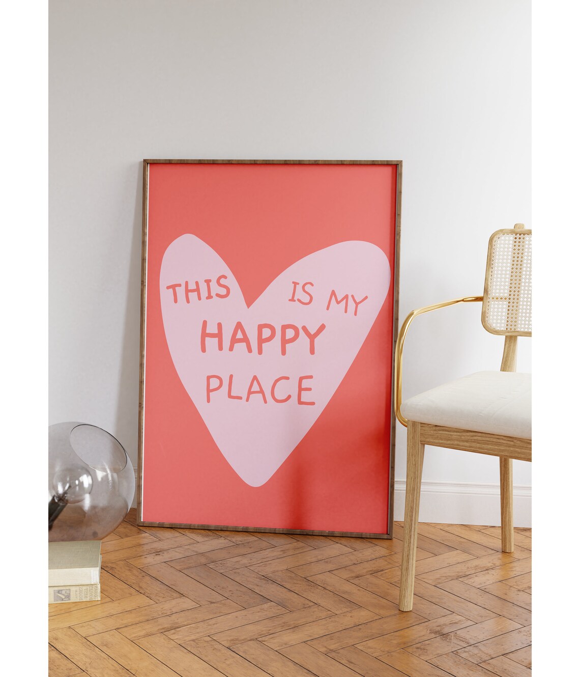 This Is My Happy Place Red Heart Minimal Typography Love Poster - Image 3