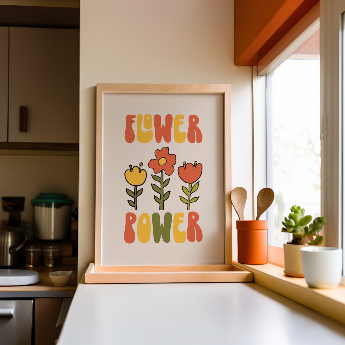 Flower Power Retro 70s Groovy Typography Cute Flower Decor Poster - Image 4