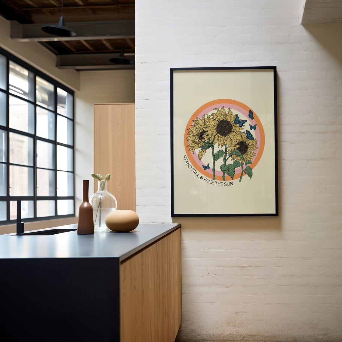 Retro Sunflower Poster, Botanical Wall Art Print - Image 3