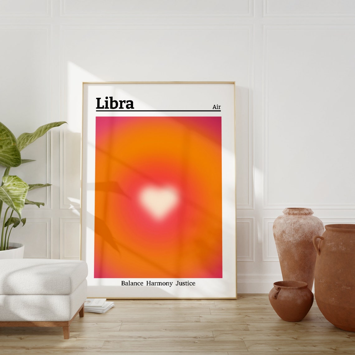 Libra Zodiac Sign Heart Aura Gradient Spiritual Astrology Art Poster - Image 4