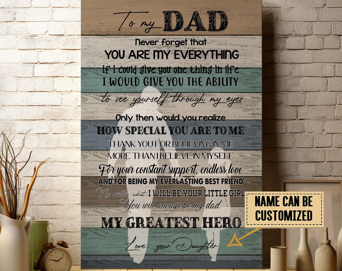 To My Dad Greatest Hero Personalized Plank Canvas From Daughter Poster