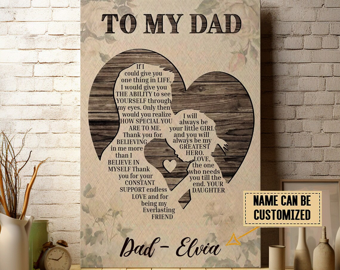 Personalized To My Dad Greatest Hero Daughter Canvas Poster Gift
