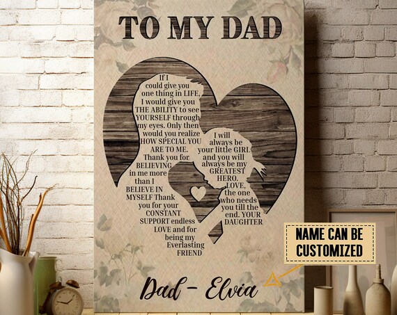 Personalized To My Dad Greatest Hero Daughter Canvas Poster Gift