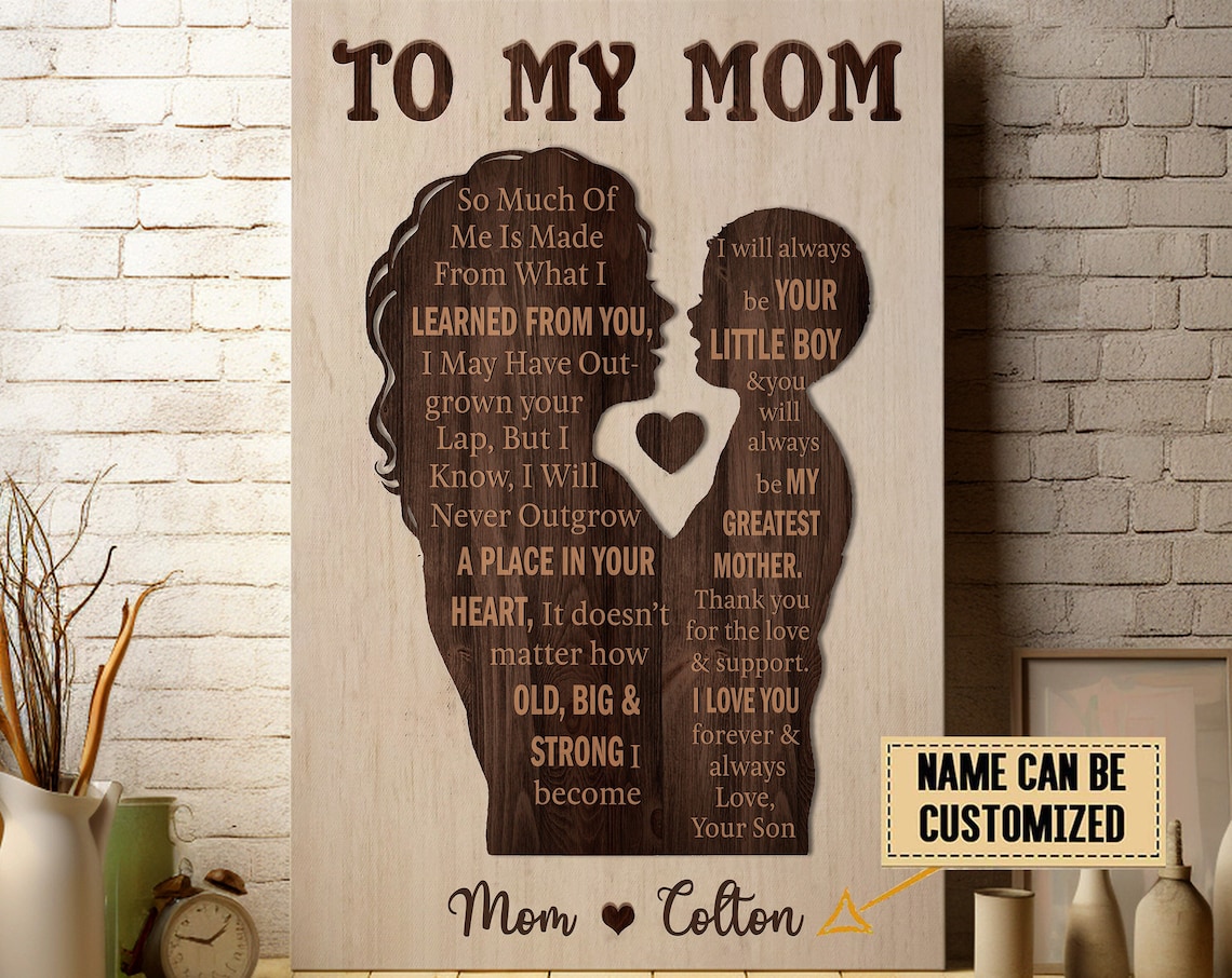 To My Mom Personalized Canvas From Son Greatest Mother Silhouette Poster