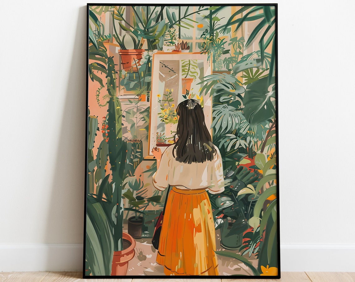 Girl Painting Art Print Artist Print Poster Art Lovers Wall Art Hobby Art Print Summer Floral Travel Poster Gift For Her
