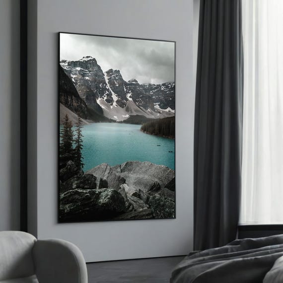 Peaceful Mountain Sunset Reflection Stunning Landscape Canvas Painting Gift For Nature Lovers And Tranquil Home Decor