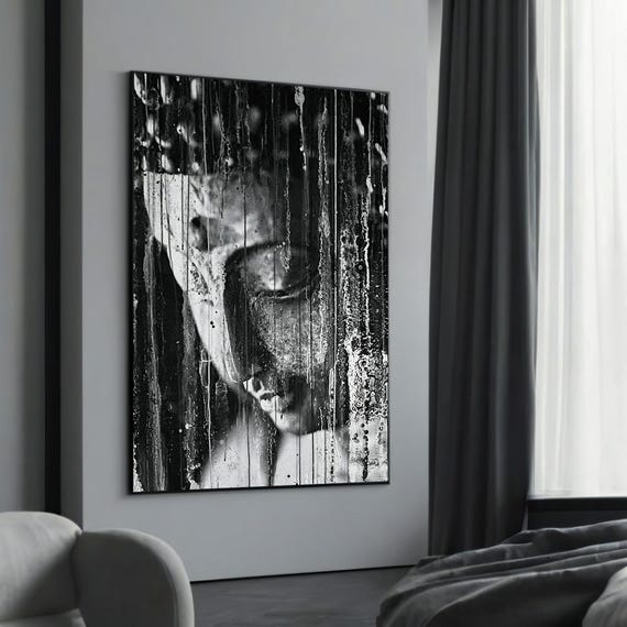 Monochrome Buddha Canvas Art Minimalist Zen Wall Decor Black And White Meditation Artwork Spiritual Home Ready To Hang