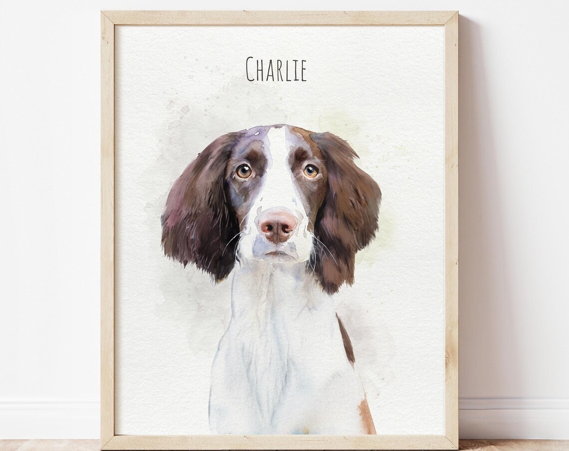 Roscoe Dragon and Ginger Three Pet Custom Watercolor Portrait Poster - Image 2
