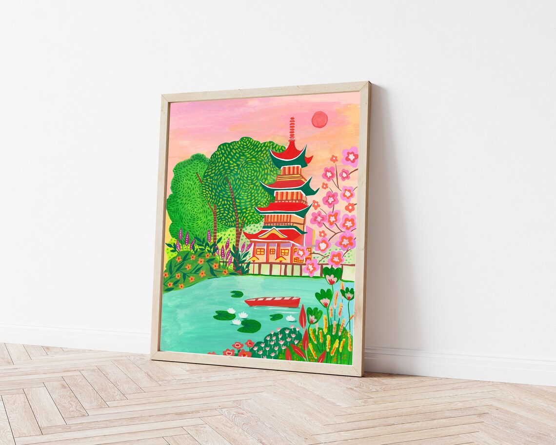 Tokyo Japanese Temple Travel Poster, Christmas Gift - Image 3