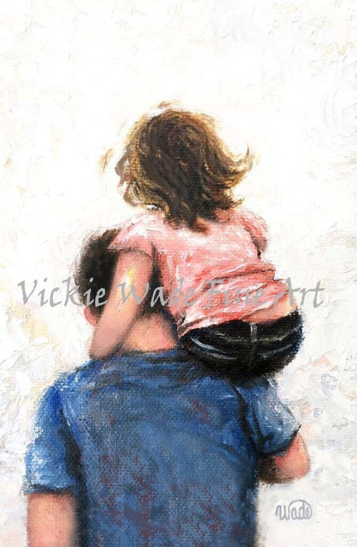 Loving Father Carrying His Daughter High on His Shoulders Poster