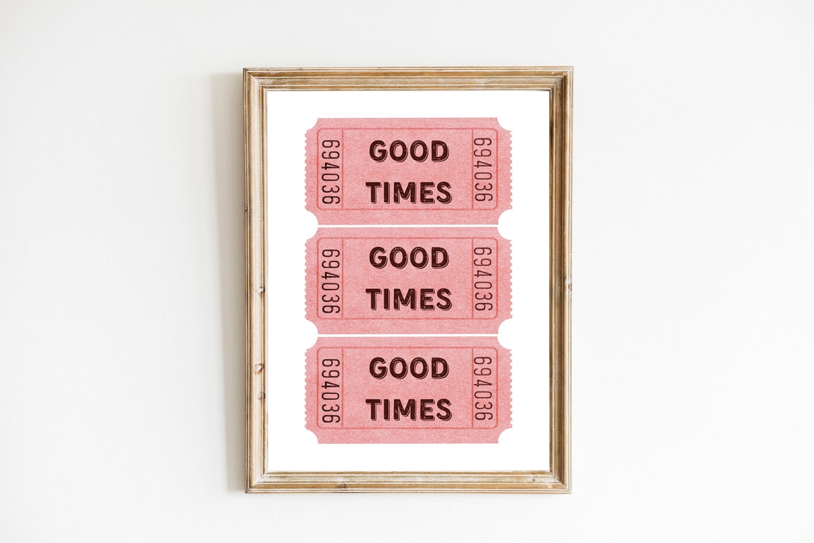 Good Times Pink Retro Ticket Stubs Vintage Style Bar Wall Poster - Image 2
