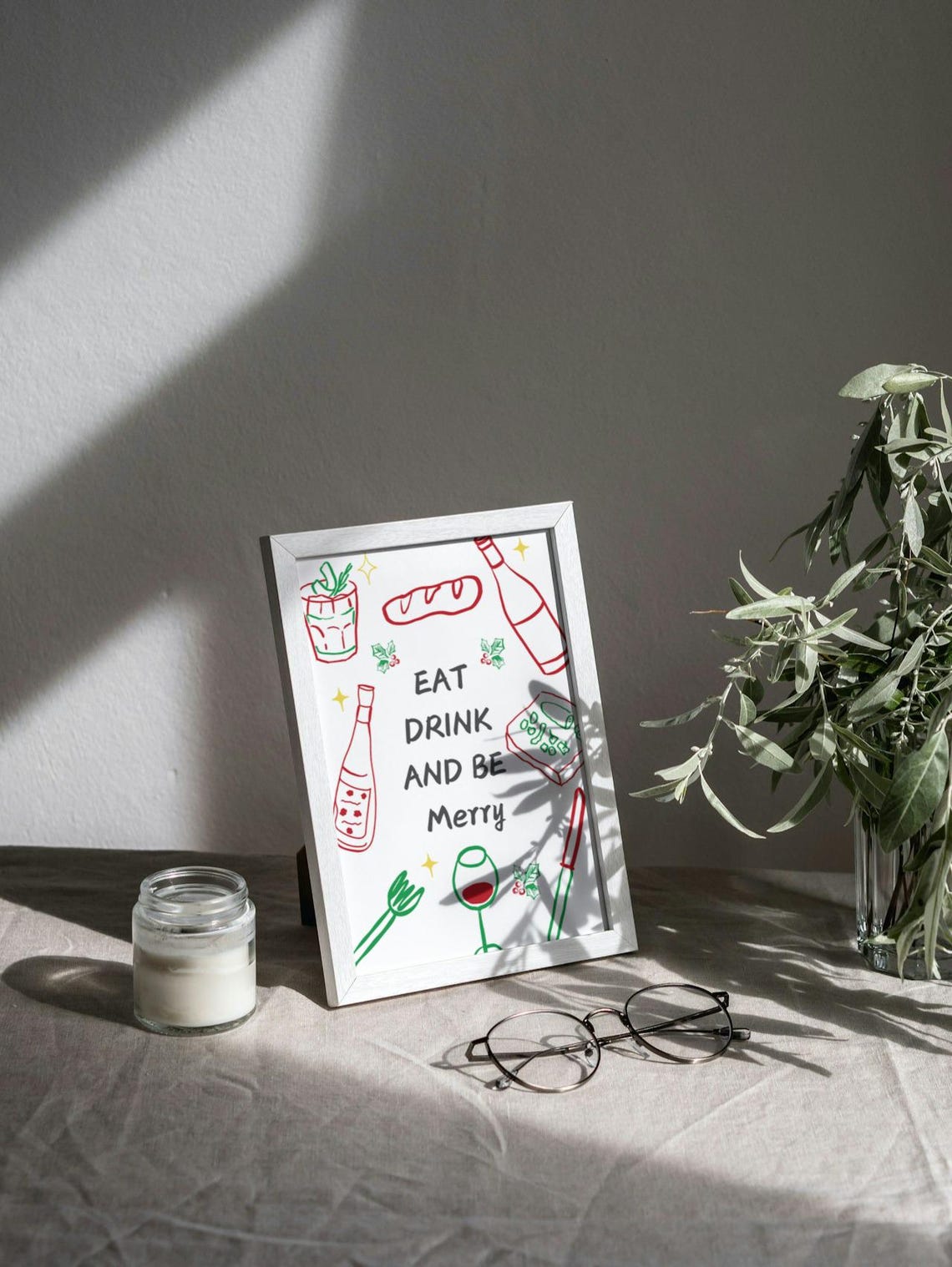Eat Drink And Be Merry Christmas Dinner Holiday Quote Art Print - Image 3