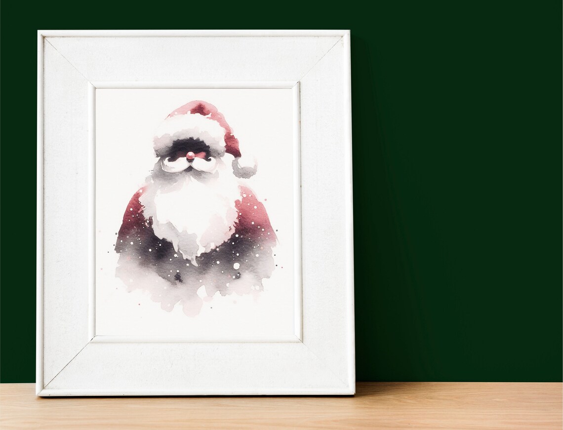 Watercolour Santa Christmas Decor Art Print - Image 2