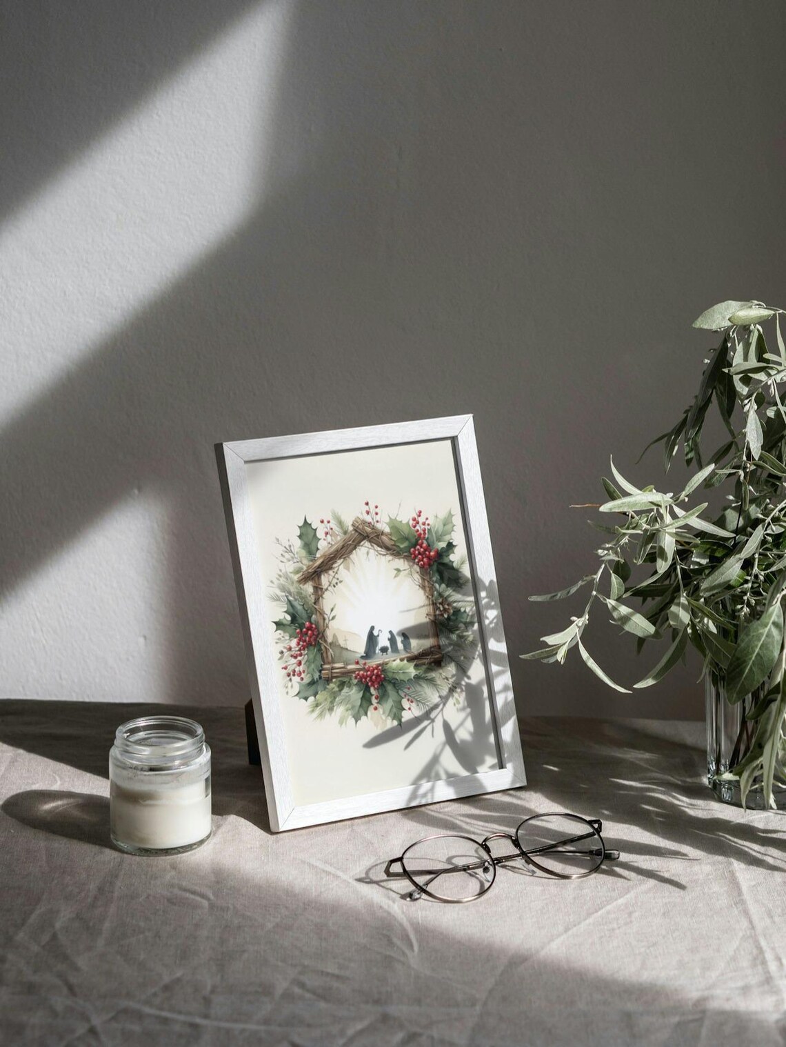 Nativity Scene Watercolor Art Print, Christian Faith - Image 2