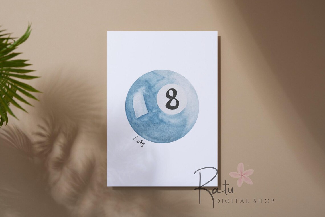Lucky 8 Ball Retro Hand Drawn Poster - Image 2