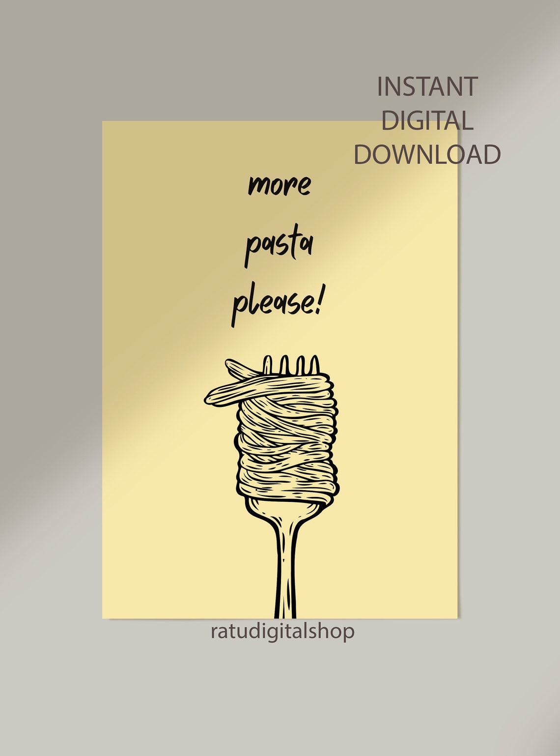 Aesthetic Kitchen Decor Funny Pasta Poster More Pasta Please Print Trendy Kitchen Wall Art Minimalist Kitchen Decor - Image 2
