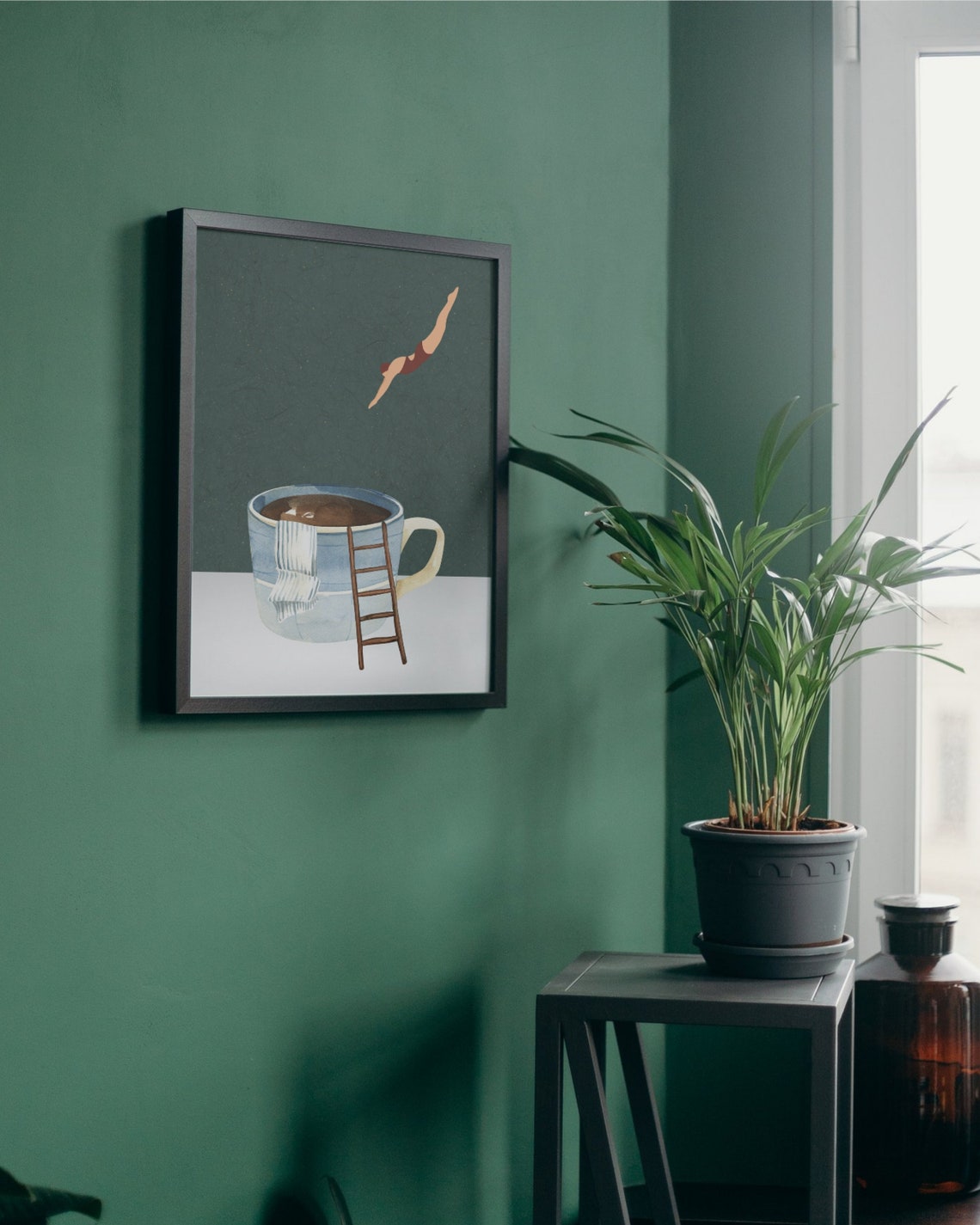 Coffee Diver Surreal Whimsical Morning Brew Wall Decor Poster - Image 2