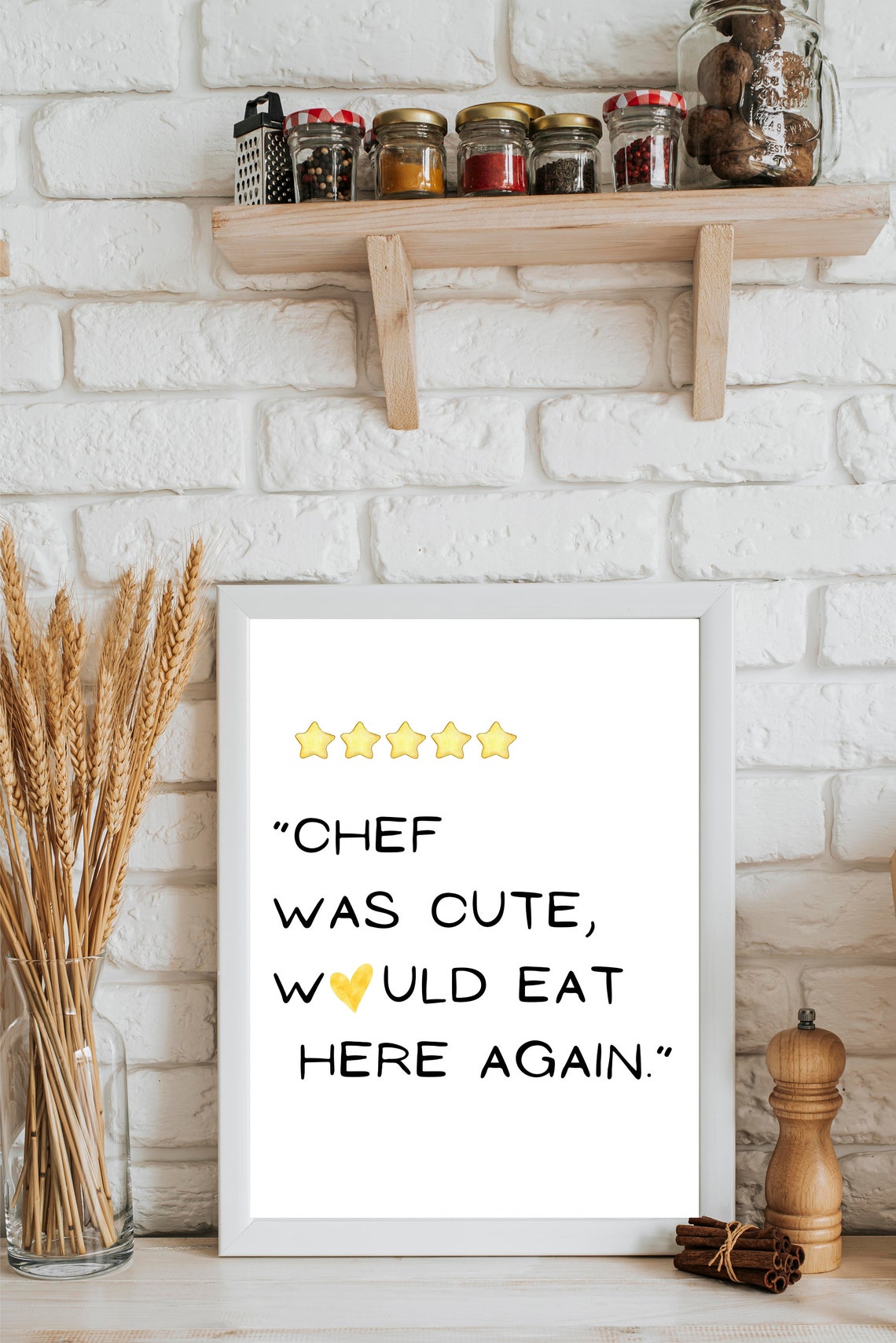 Chef Was Cute Would Eat Here Again Cute Restaurant Review Poster - Image 2