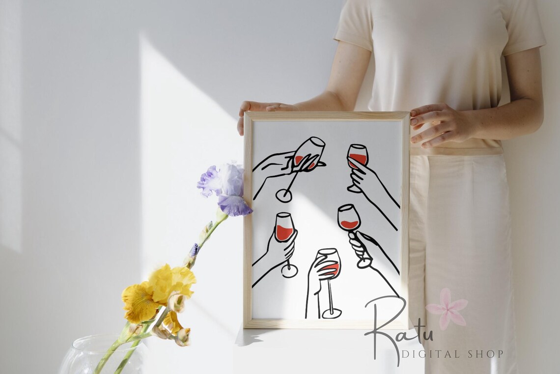 Modern Wine Print, Retro Kitchen Bar Cart Poster - Image 2