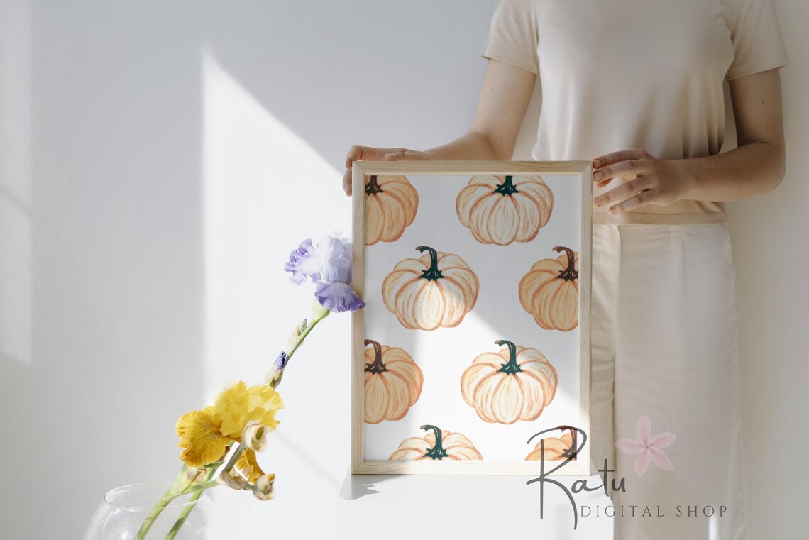 Pumpkin Watercolour Art Print, Modern Fall Decor - Image 2