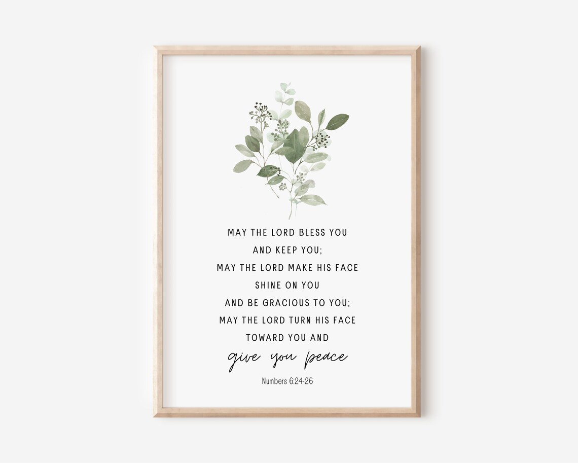 Numbers 6:24-26 Scripture Watercolor Eucalyptus Print