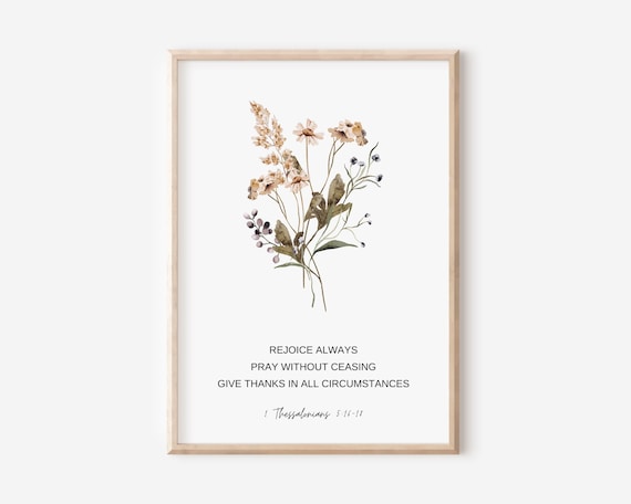 Rejoice Always Pray Without Ceasing Wildflower Bible Verse Poster