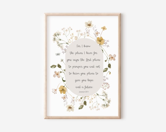 Jeremiah 29 11 Plans To Prosper You Wildflower Botanical Scripture Print