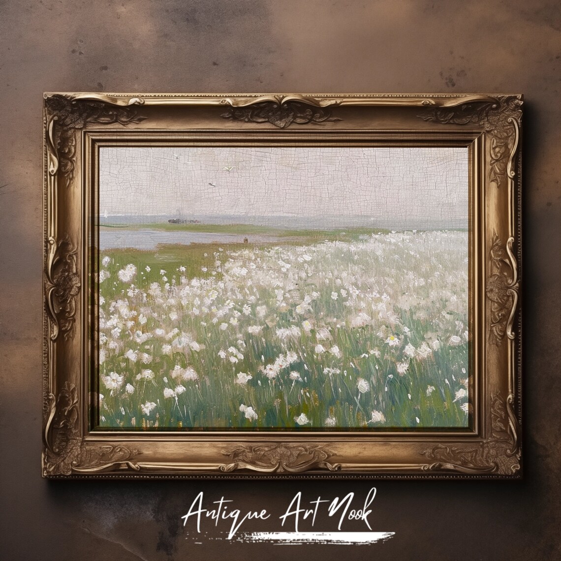 Field Of Flowers, Vintage Landscape Art Print - Image 3