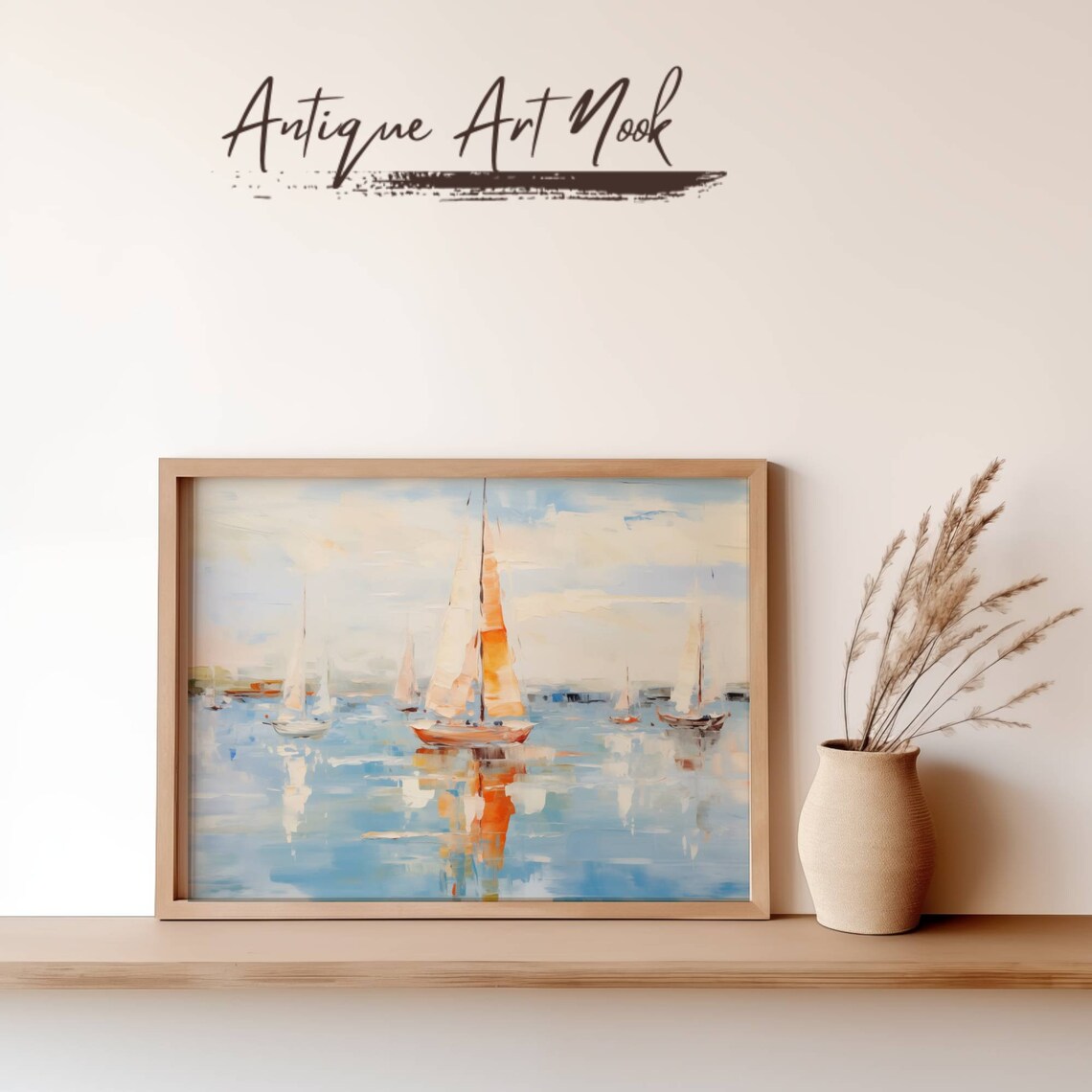 Sailing Boat Coastal Painting, Bright Seascape - Image 3