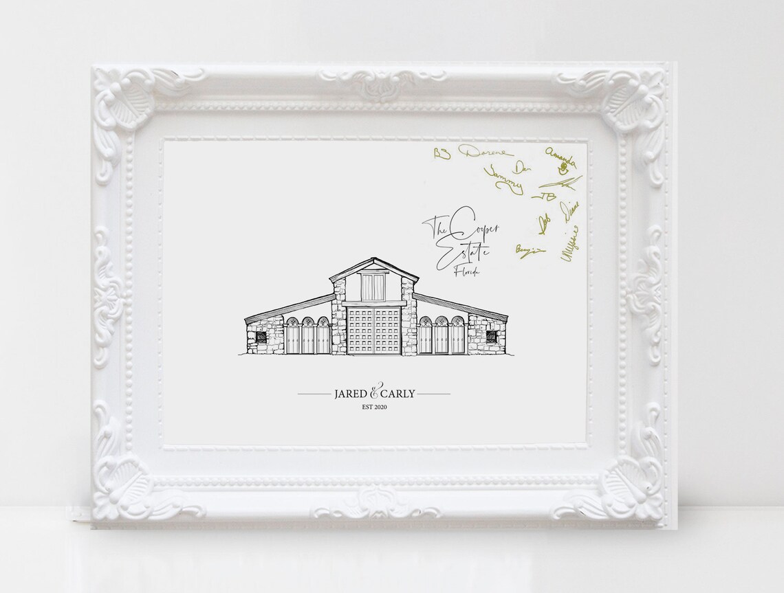 Wedding Venue Sketch Guest Book Alternative Print - Image 2