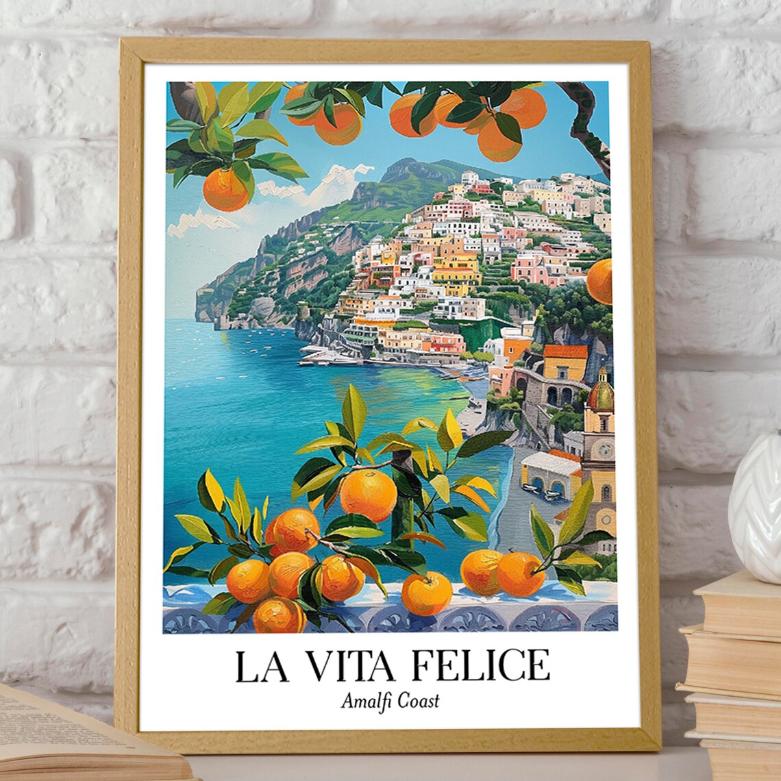 Amalfi Coast Travel Poster, La Vita Felice Art Print - Image 2