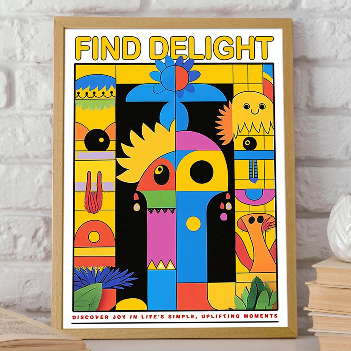 Find Delight Uplifting Joy Vibrant Graphic Bold Abstract Art Poster - Image 2