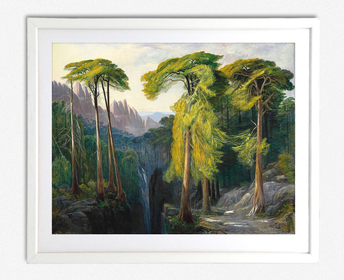 Enchanting Forest Wall Painting Captivating Forest Wall Art By Edward Lear Forest Wall Art By Edward Lear Stunning Nature Poster - Image 2