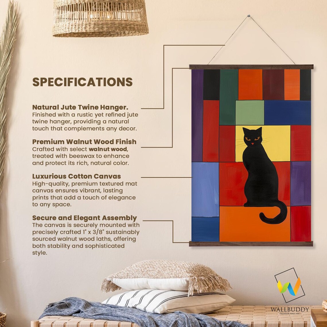Bold Geometric Cat Modern Abstract Feline Art - Image 2