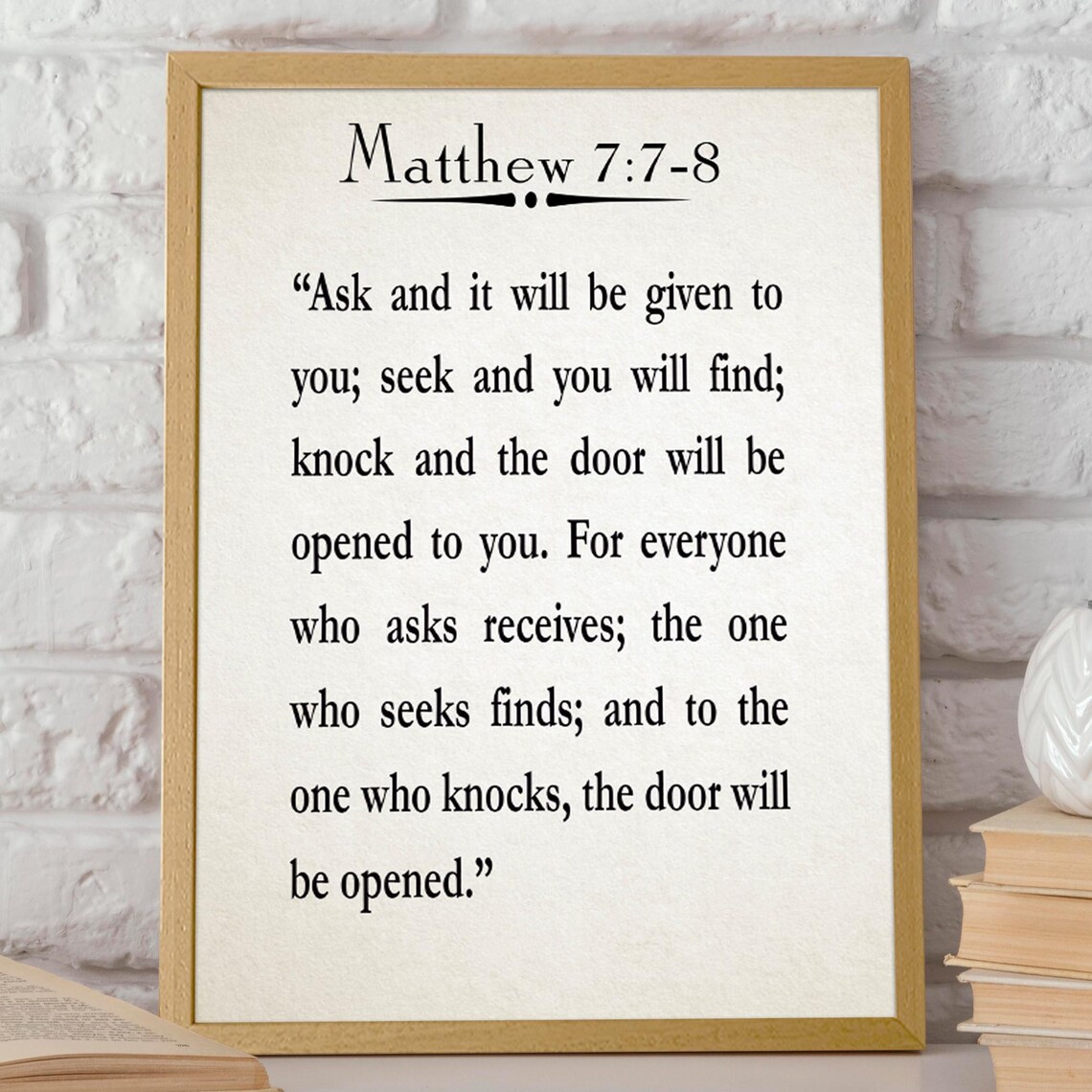 Matthew 7 Verses 7-8 Ask Seek Knock Bible Scripture Quote Poster