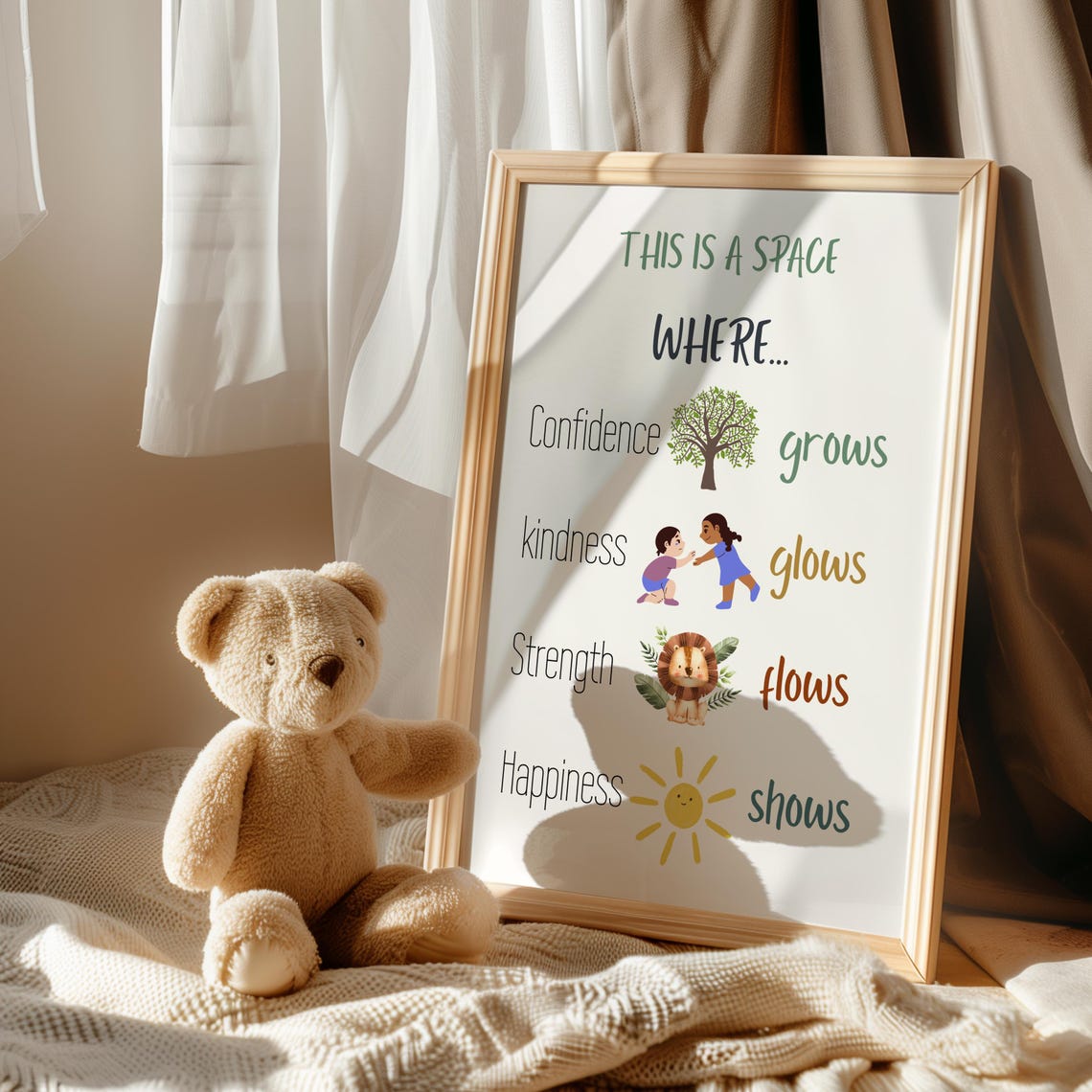 Kids Confidence Grows Kindness Glows Classroom Affirmation Poster - Image 2