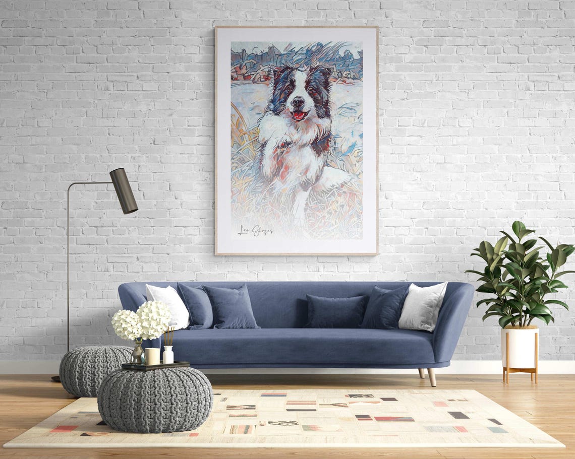 Border Collie Puppy in the Snow Watercolor Dog Portrait Print - Image 3