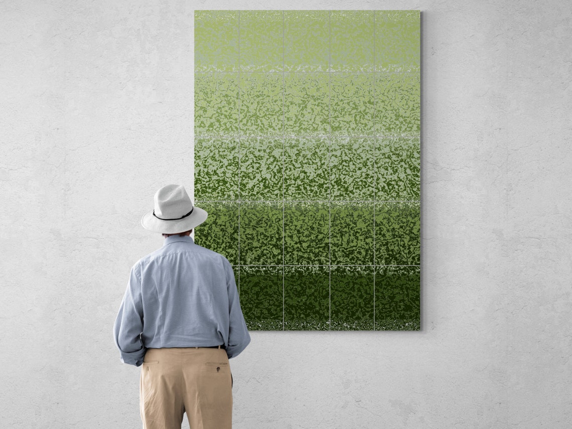 Forest Green to Sage Ombre Speckled Gradient Abstract Art Print - Image 3