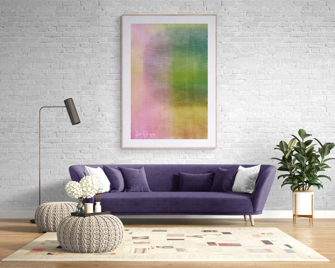 Soft Pink and Green Blurred Gradient Minimal Abstract Art Print - Image 5