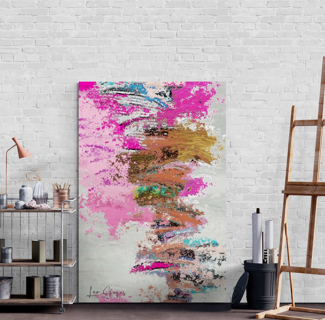 Pink Purple Bronze Abstract Expressionist Bold Color Art Poster - Image 6