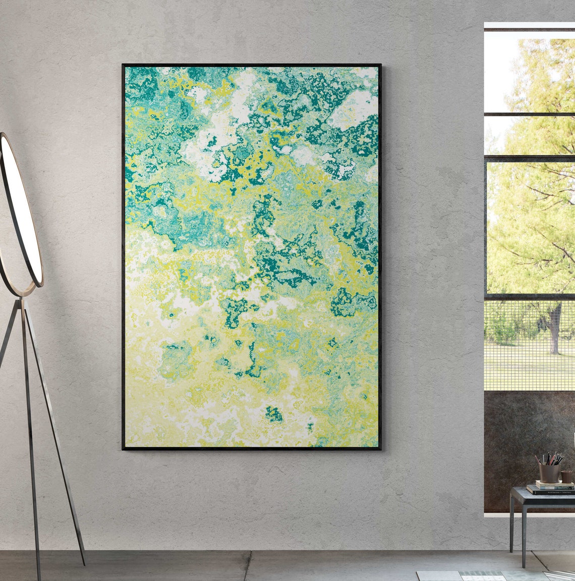 Yellow Turquoise Marble Abstract Bright Boho Modern Art Poster - Image 2