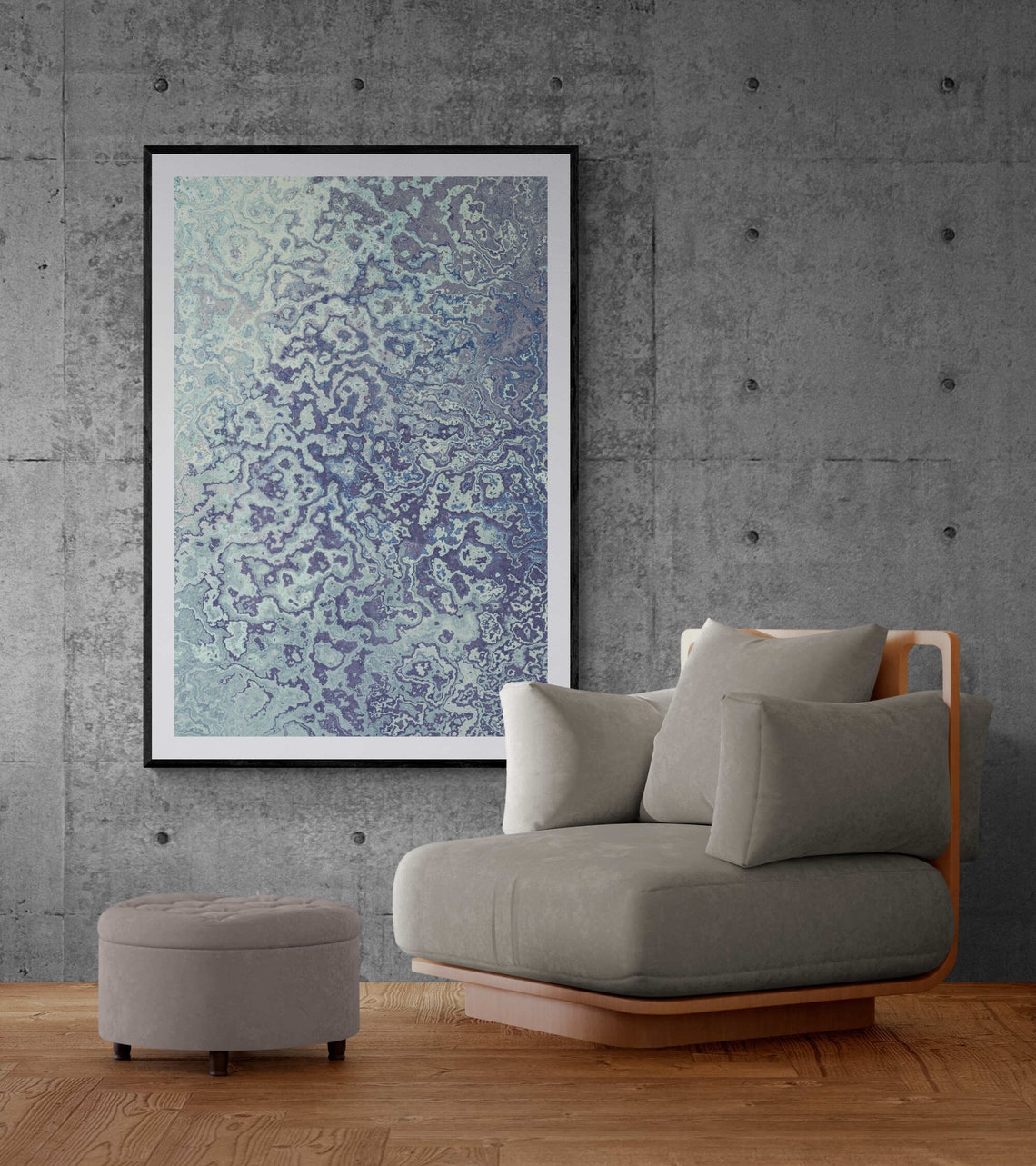 Modern Bold Blue Green Marble Abstract Boho Painting Art Poster