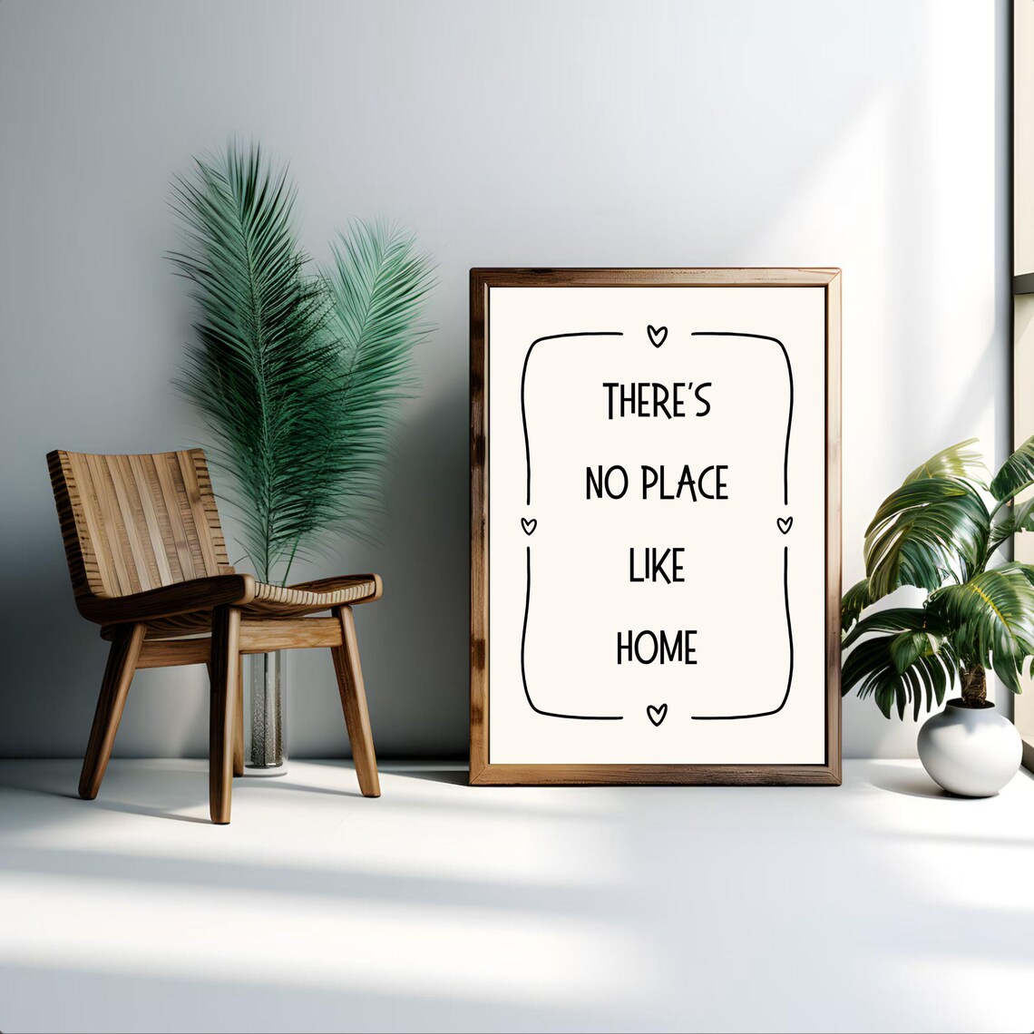 There's No Place Like Home Minimalist Heart Border Quote Poster - Image 3