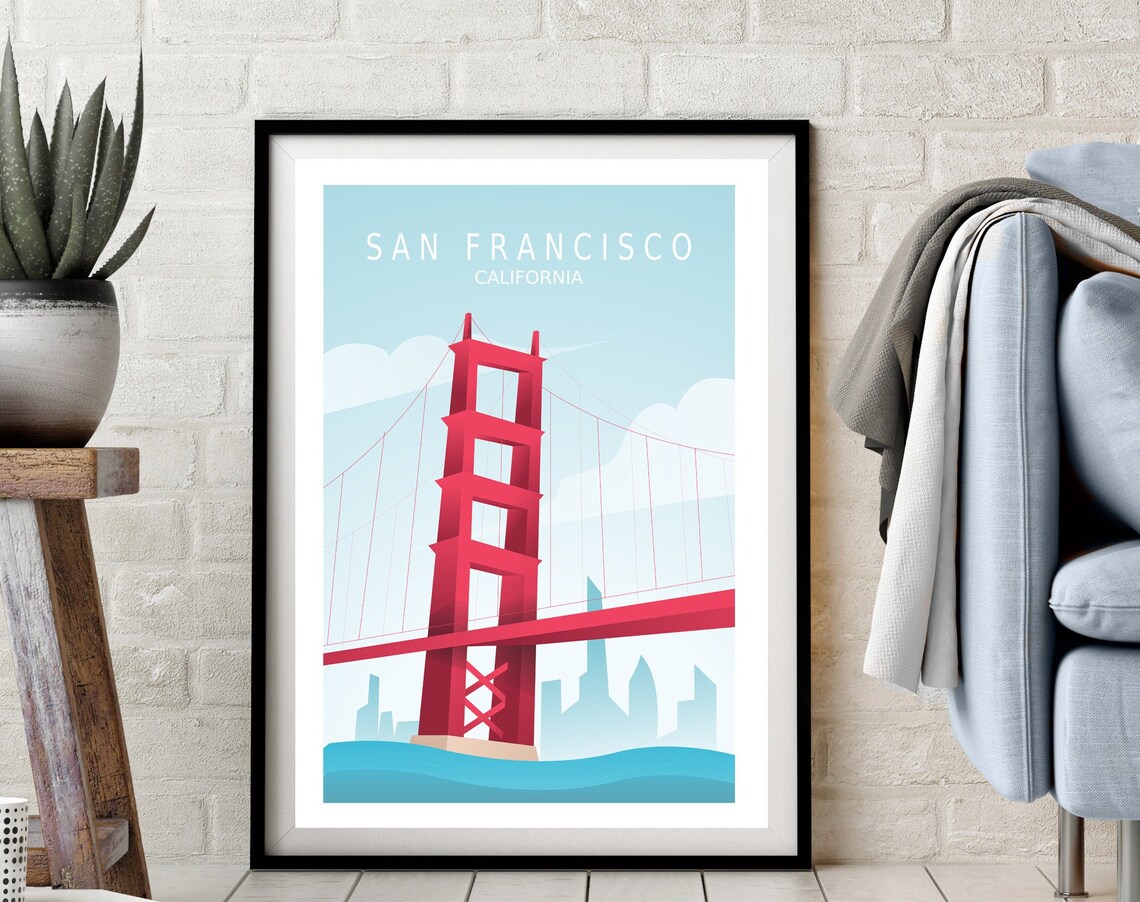 San Francisco Retro Travel Poster, California City - Image 3