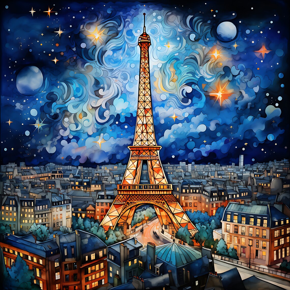 Eiffel Tower, Paris France Travel Poster Art Print - Image 5