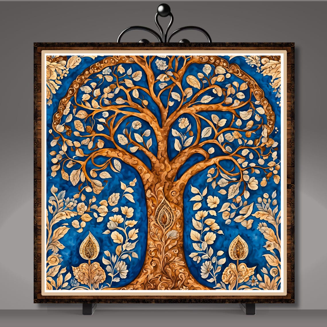 Kalamkari Tree Of Life Ceramic Tile Indian Art Eastern Art Decorative Tile Unique Home Decor Optional Trivet Wall Art Gift Mom - Image 5