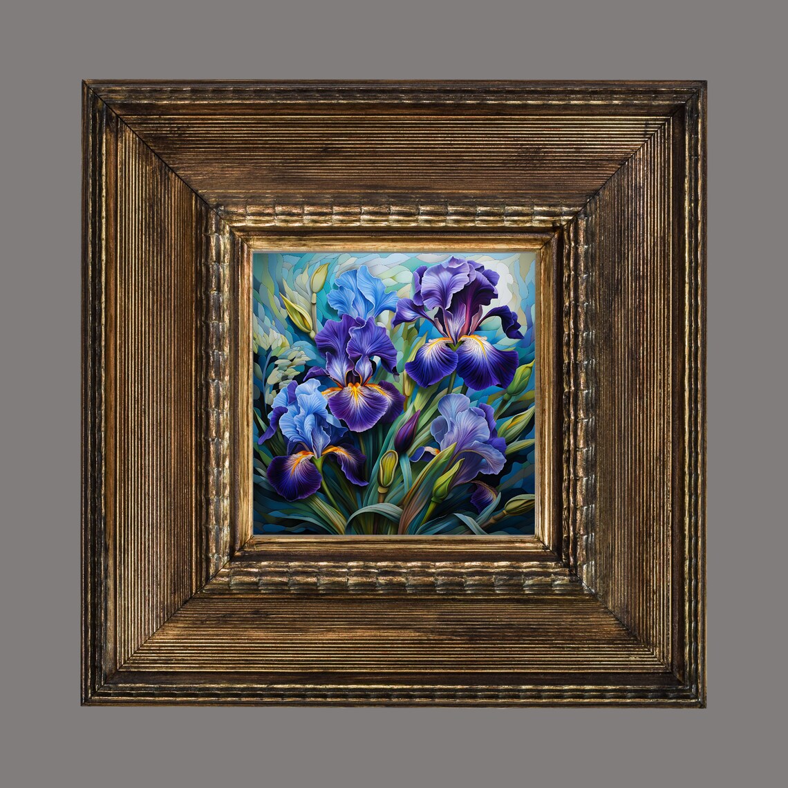 Purple Iris Ceramic Art Tile, Botanical Decor - Image 2