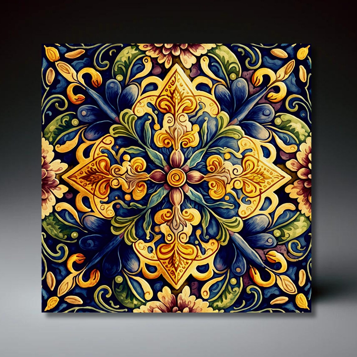 Deruta Style Ceramic Tile Art Print, Italian Kitchen